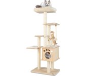 Árbol de gato xxl 170cm, árbol de gato de madera con postes de sisal, percha suave, condo, plataformas de salto, cuerda de diversión para varios gatos