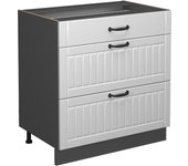 Vicco mueble bajo de cocina fame-line, blanco casa de campo, 80 cm con 3 cajones, sin encimera
