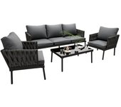 Conjunto de sillones de jardín, mobiliario de jardín con cojines cómodos, sofá de 3 plazas