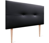 Dhome cabecero de polipiel pro con patas cabeceros cabezal tapizado cama lujo (negro, 105cm)