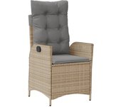 Sillón reclinable de jardín con cojines ratán pe beige mixto