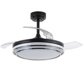 Ventilador de techo led aspas retráctiles lander negro 72w 7920lm cct con mando a distancia