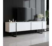 Mueble de televisión abishia, aparador de salón, mueble bajo para tv, base de pared equipada, 180x30h50 cm, blanco y negro