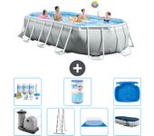 Paquete de piscina - intex - oval - 503x274x122 cm + accesorios a2568