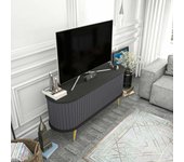 Mueble de televisión bailu, aparador de salón, mueble bajo para tv, base de pared equipada, 140x43h64 cm, negro y antracita