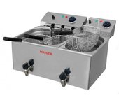 Freidora eléctrica de 10+4 litros con 4 cestas y grifo maiser f12/103+6/4g