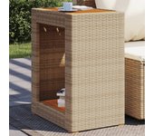 Mesa auxiliar de jardín con tapa de madera beige 60x40x75 cm