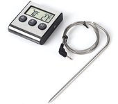 Termómetro digital para cocina, para barbacoa, para cocinar carne, asar a la parrilla, con función de temporizador y pantalla lcd, para horno de bar