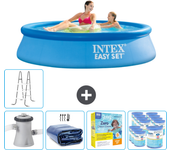 Paquete de piscina - intex - alrededor - 244x244x61 cm + accesorios cb27