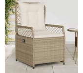 Vidaxl sillones reclinables de jardín 2 uds ratán sintético beige