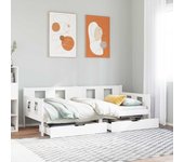 Vidaxl sofá cama con cajones madera maciza de pino blanca 90x190 cm