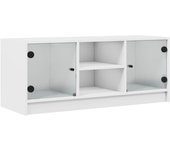 Mueble de tv | mueble de salón | mueble de salón tv con puertas de vidrio blanco 102x37x42 cm cfw169789