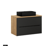 Mueble bajo lavabo 90 cm - con encimera - con lavabo sobre encimera - 2 cajones - sea black