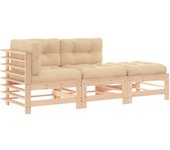 Juego de sofás de jardín 3 piezas | conjunto de comedor | conjunto de descanso con cojines madera maciza cfw897913