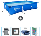 Paquete de piscina - bestway - rectángulo - 300x201x66 cm + accesorios cb68