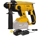 Taladro percutor sds plus a batería 20v + batería de litio 4ah + cargador rápido vito ego li