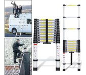 Escalera telescópica portátil multifuncional de aluminio plegable de 4,4m con bolsa de transporte y guantes, carga máxima 150kg