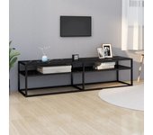 Mueble tv mármol negro 160x40x40,5 cm vidrio templado