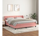 Cama con somier y colchón rosa 180x200 cm terciopelo