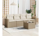 Juego de sofás jardín con cojines 5 piezas | conjunto de jardín de ocio | set de comedor de jardín ratán sintético beige cfw449926