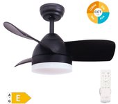 Ventilador 3 aspas de techo con luz ø76cm color negro motor dc