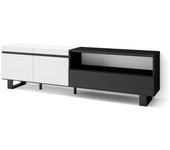 Mueble tv, televisión, 200x35x57cm, para tv hasta 80, diseño industrial, blanco y negro