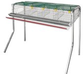 Jaula para pájaros galvanizada 4 departamentos, con comederos y bebederos, 105x35x60 cm