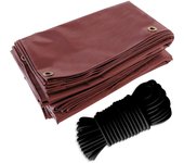Pack lona para pérgola rojo borgoña 3x4 m + cuerda elástica negra 20m - lona pérgola tecplast lp506pr garantía de 5 años
