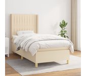 Cama con somier y colchón crema 90x190 cm tela