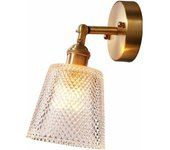 Lámpara de pared moderna con bola de cristal de cobre, luz de pared de latón para restaurante, sala de estar, baño, espejo, foco, mesita de noche para