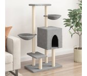 Árbol para gatos con postes rascadores de sisal vidaxl gris claro 117 cm