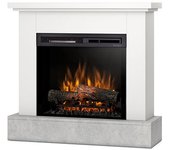 Yukon - chimenea eléctrica independiente con calefacción por suelo radiante led - 23' - 92 x 86 x 29 - blanco mate / cemento