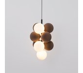 Lámpara acústica colgante vertical raim - 4 esferas luminosas y 6 esferas absorbentes marrones