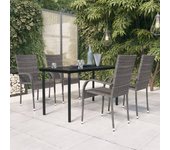 Juego de comedor de jardín 5 piezas，conjunto de comedor de exterior，conjunto de jardín gris y negro cfw842124