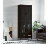 Aparador alto | aparador de comedor | armario de cocina madera contrachapada negro 69,5x34x180 cm cfw54225