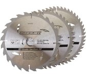 Silverline - discos de tct para sierra circular, 24, 40, 48 dientes, 3 pzas 210 x 30/anillos de 25 y 16 mm