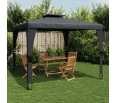 Vidaxl cenador con doble techo acero gris antracita 3,98x2,98 m