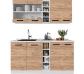 Vicco cocina versátil r-line, oro potencia roble/blanco, 160 cm et roble