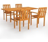 Conjunto de comedor de jardín 5 piezas madera maciza de teca