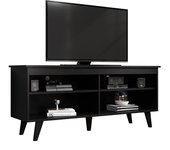 Madesa mueble de tv moderno con 4 estantes, para tv de hasta 55 pulgadas, 136 x 38 x 58 cm, madera – negro