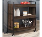 Carro de cocina roble marrón 70x30x82 cm de madera contrachapada