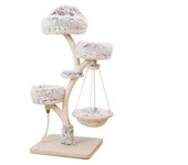 Fudajo árbol rascador de gatos en diseño en ramas 130cm tela peluche y sisal, rascador con tumbona