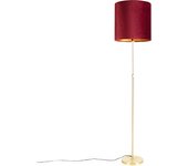 Lámpara de pie dorada/latón con pantalla de terciopelo rojo 40/40 cm - parte