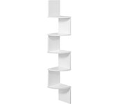 Estantería de esquina de 5 niveles en madera, solución práctica y elegante para organizar tu cocina, dormitorio, sala de estar y estudio, blanco