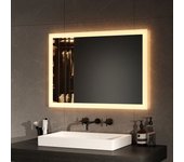 Emke espejo de baño led 70x50cm con luz blanca cálida, ip44 impermeable, interruptor de pared (no incluido)