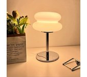 Lámparas de noche de cristal, lámpara moderna con forma de tarta de huevo, lámpara de escritorio retro con 3 temperaturas de color, blanco