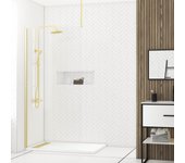 Mampara de ducha 100x200cm vidrio 8mm - profil + barra de techo acabado oro cepillado - freedom 2 gold