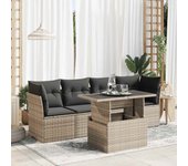 Conjunto de muebles de jardín vidaxl de 5 piezas con cojines grises de mimbre