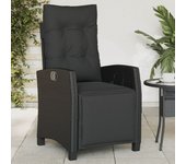 Maison exclusive - sillón reclinable de jardín con reposapiés ratán pe negro