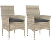 2 piezas sillas de jardín | silla de exterior | sillon jardín con cojines ratán sintético gris cfw600559